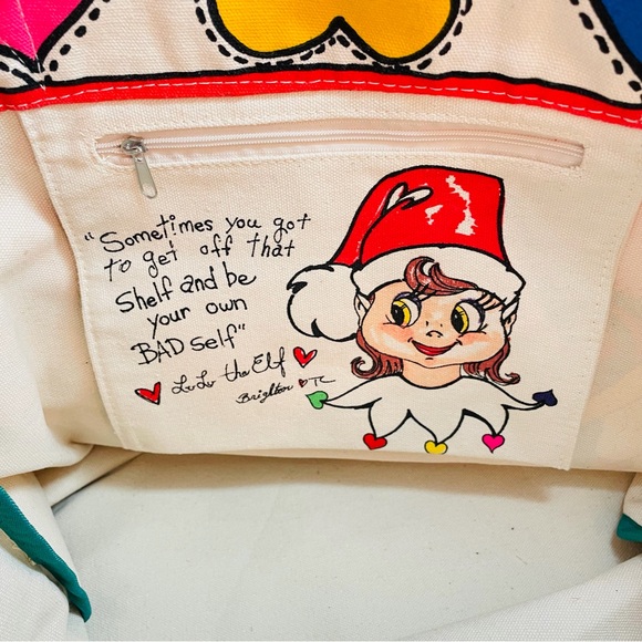 Brighton Love & Joy Canvas Tote Bag Christmas Elf Hearts Shoulder Handbag - Picture 4 of 13